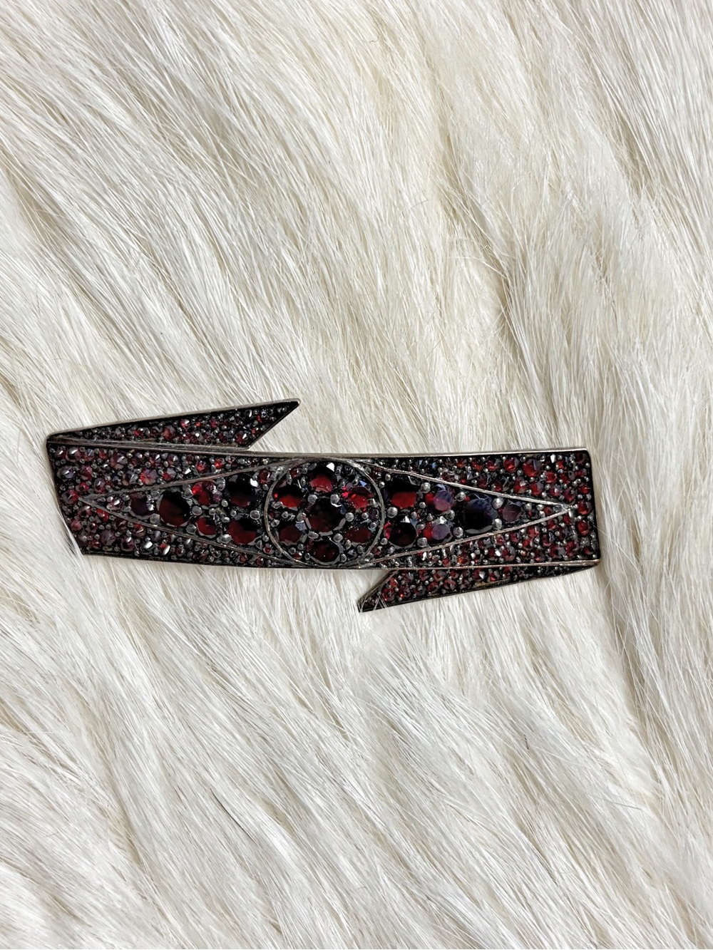 Antique Bohemian Garnet Brooch | Victorian to Edwardian Geometric Pin